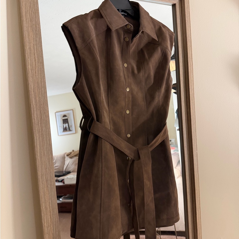 En Saison Brown Faux-Suede Mini Dress